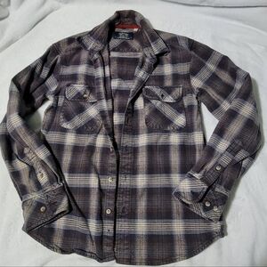 Signature by Levi Strauss Brown and Cream Plaid Shirt